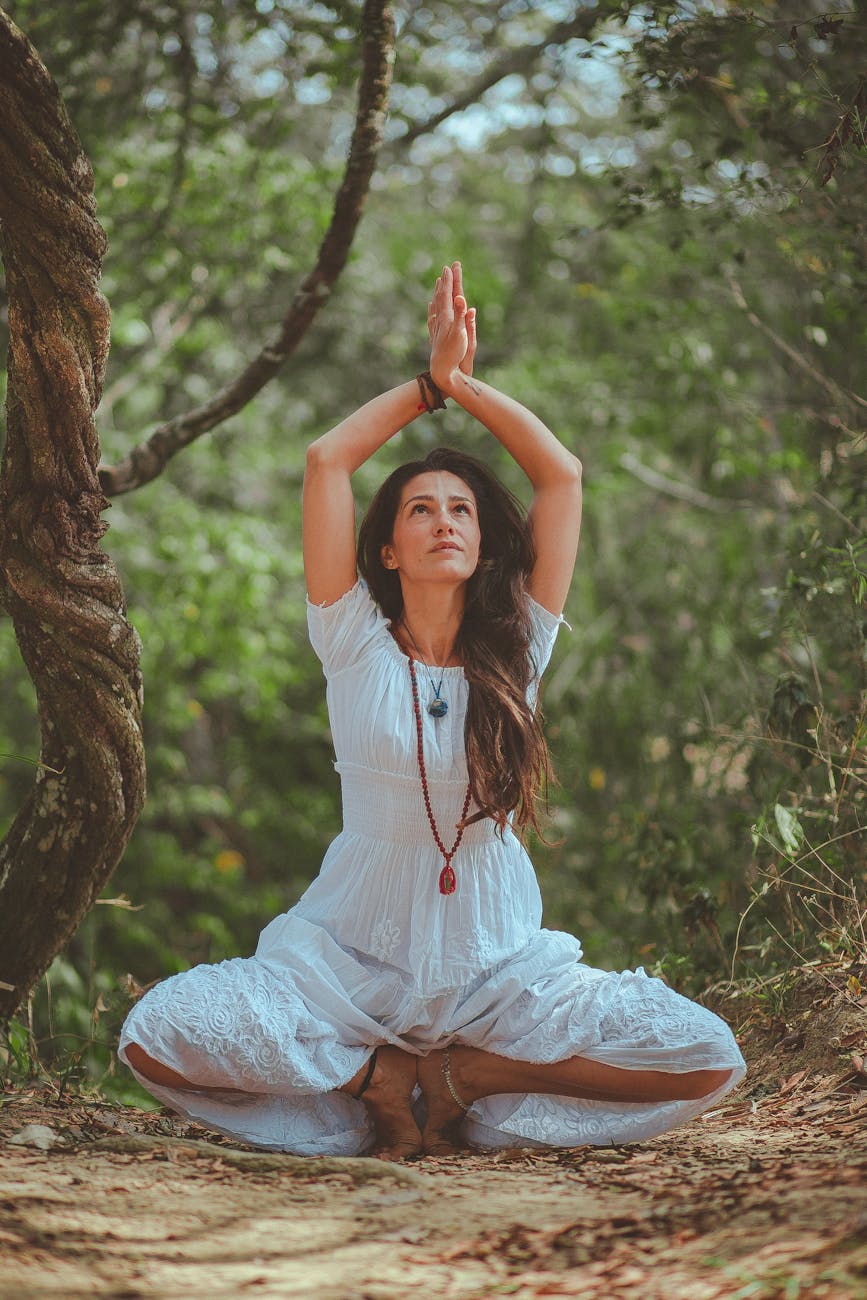Forest meditation in sacred nature
