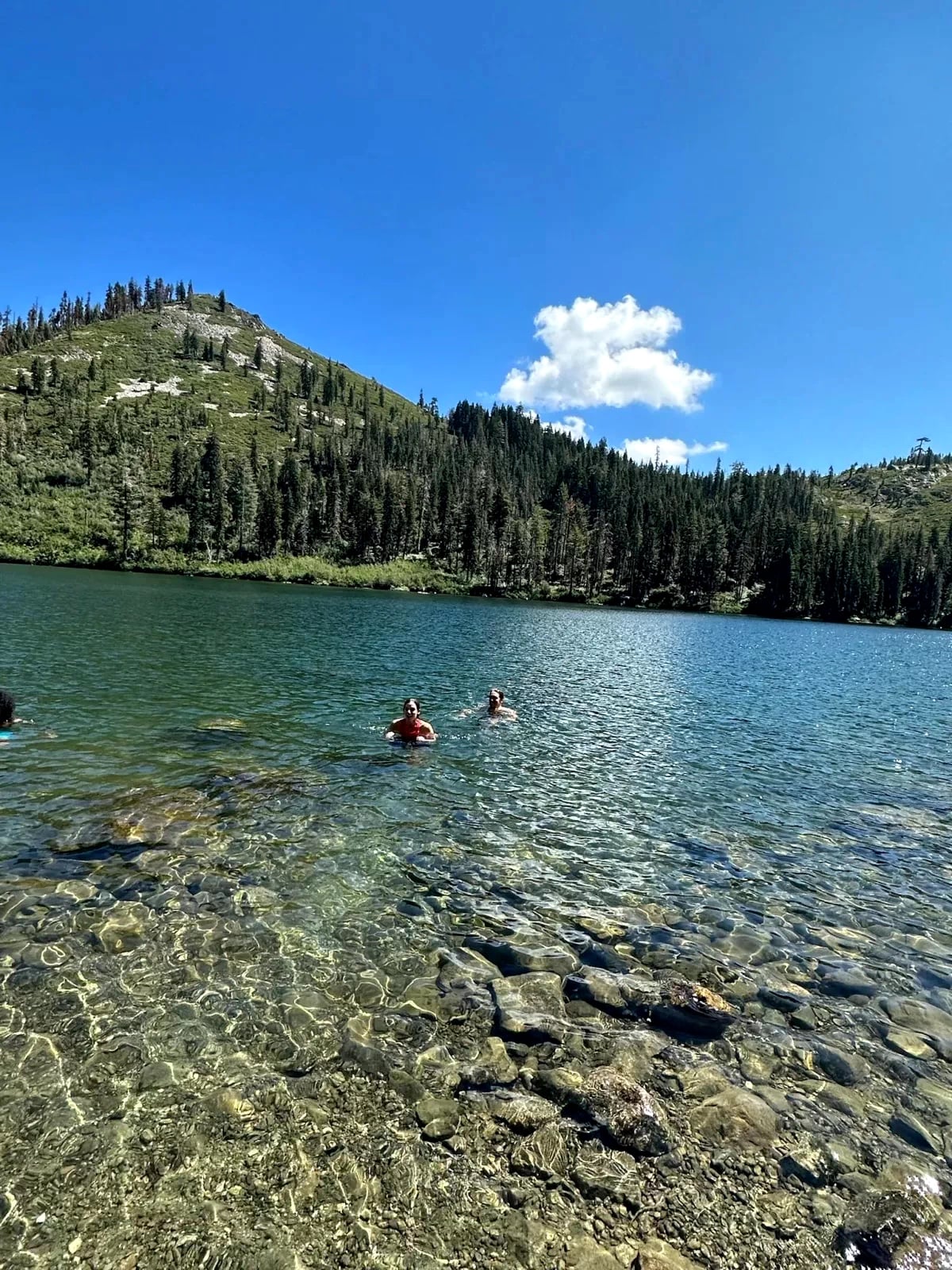 Mountain lake swimming
